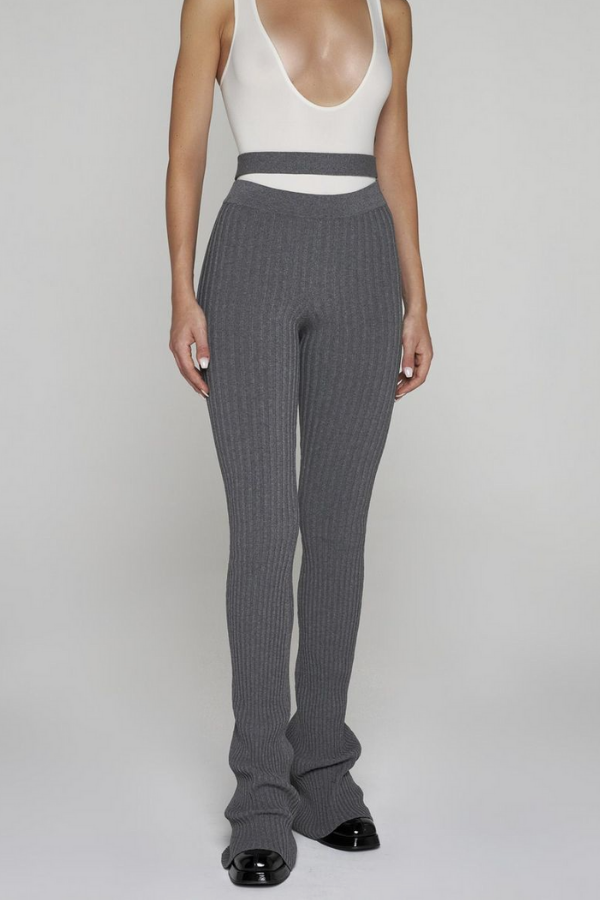 ANDREADAMO - RIBBED KNIT FLARE PANTS