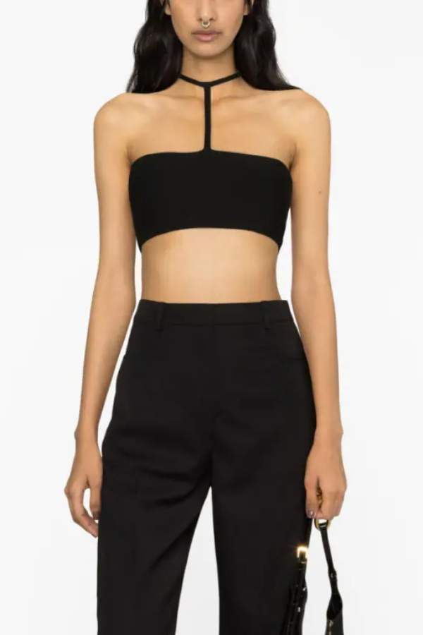 ANDREADAMO - STRETCH KNIT HALTER NECK MINI TOP