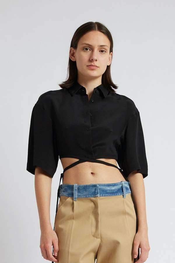 CHRISTOPHER ESBER - S/S CROP TIE SHIRT