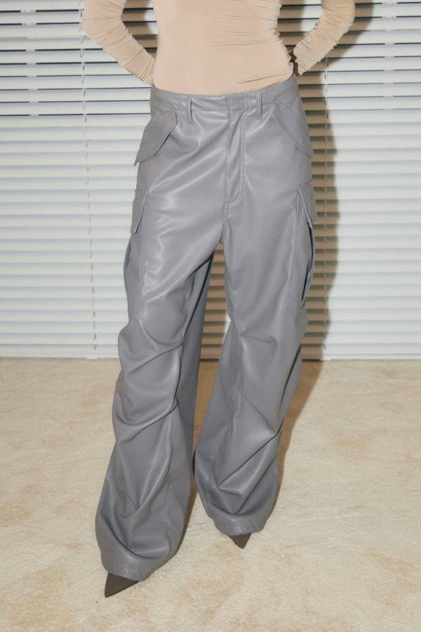 DARKPARK -  VIVI - FAUX LEATHER CARGO PANTS