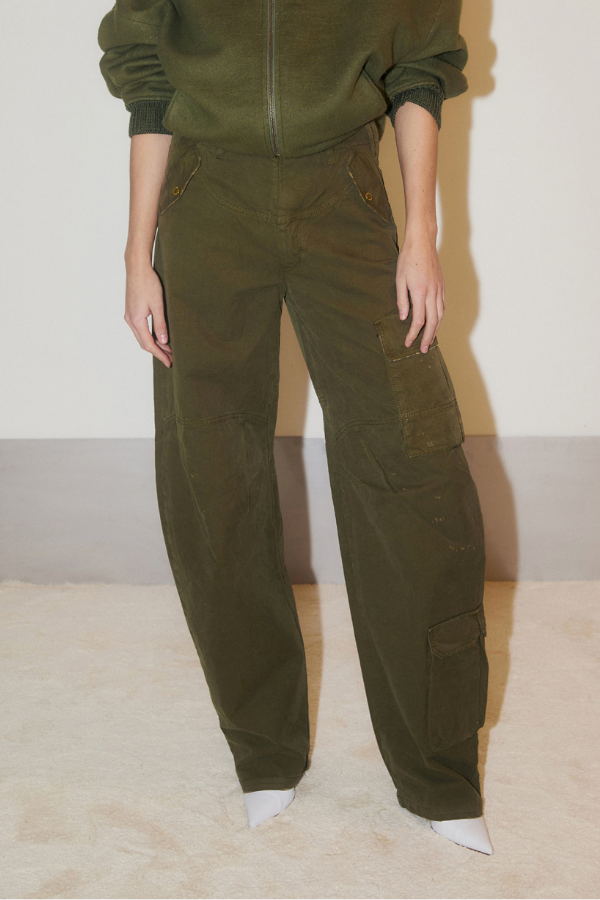 DARKPARK - ROSALIND-CANVAS BOW CARGO PANTS