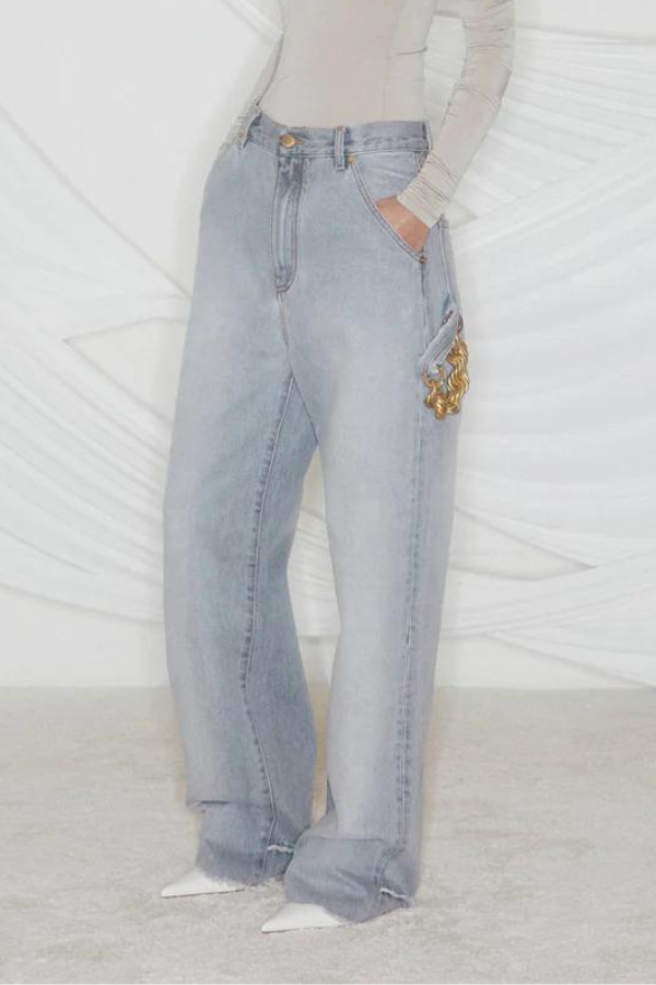 DARKPARK - LISA - CHAIN ADORNED LOOSE FIT CARPENTER DENIM