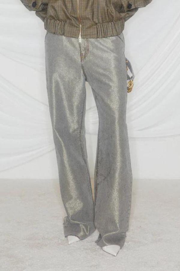 DARKPARK - LISA - CHAIN ADORNED LUREX LOOSE FIT CARPENTER DENIM