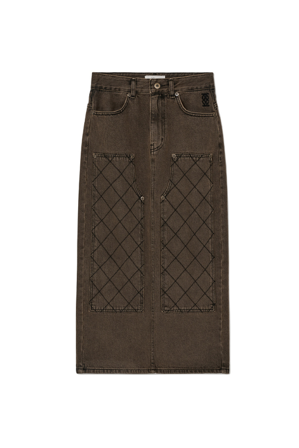 KIJUN - PANEL STITCHED DENIM SKIRT