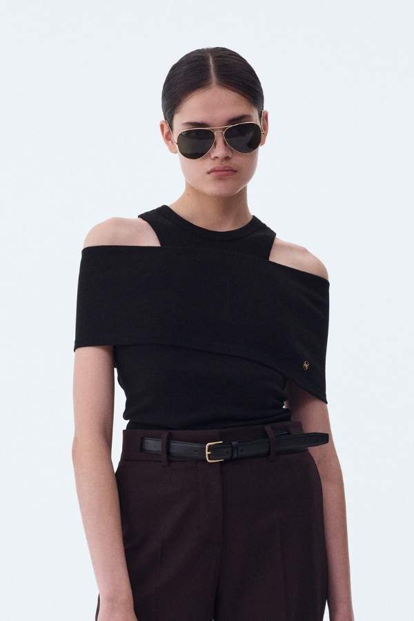 RECTO - SHOULDER LAYER DETAIL COTTON TANK TOP (BLACK)