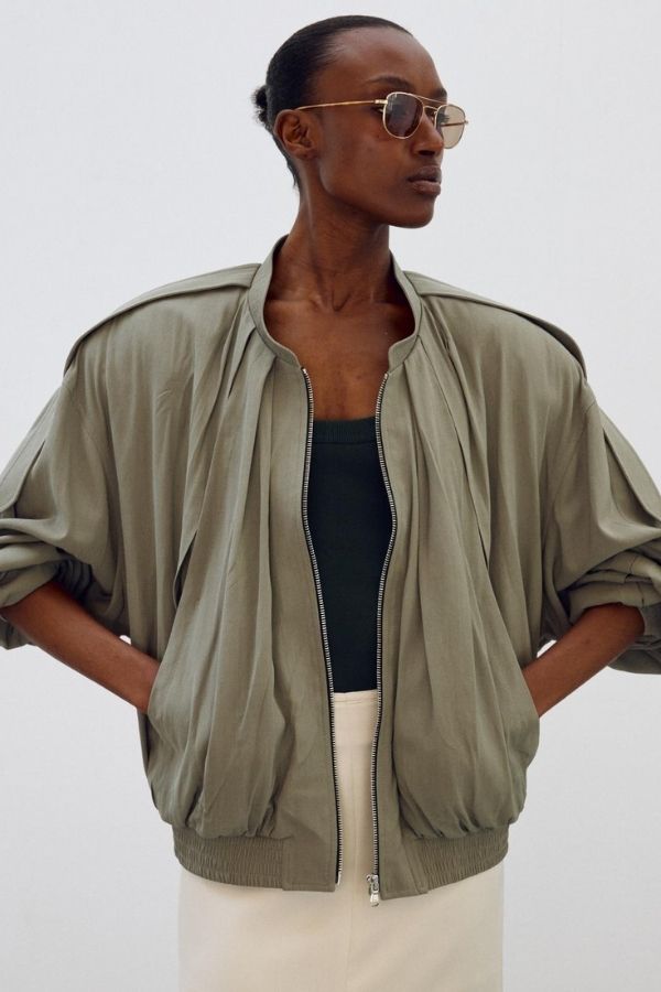 RECTO - 80S TUCKED DETAIL DISCO JUMPER (DARK KHAKI)